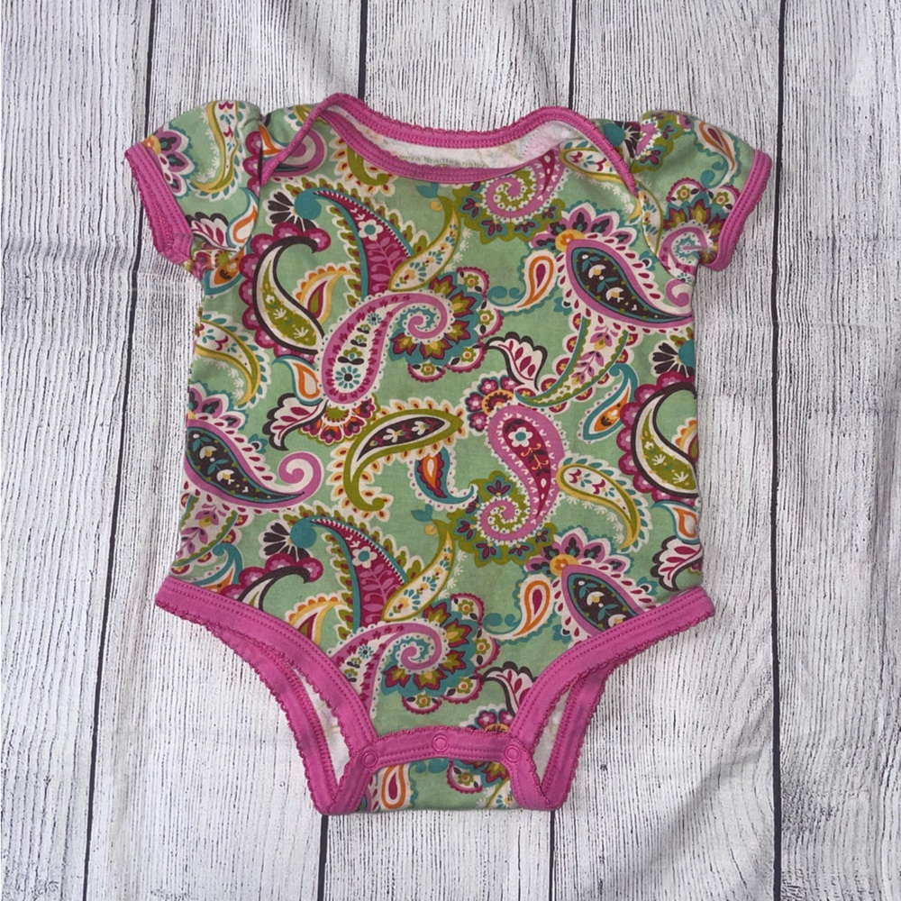 Vera Bradley Baby Pink-Trim Paisley One-Piece Bodysuit